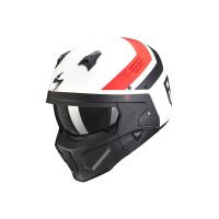 Kaufen Sie Helm Scorpion Covert-X T-Rust von SCORPION SPORTS EUROPE in Weißmatt/Rot Kategorie Streetfighter Helme, Jet Helme -mit Visier- bei UOS Demo Shop